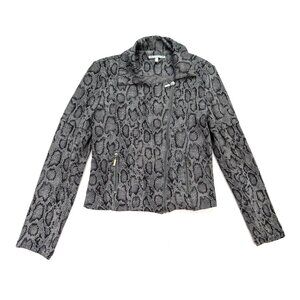 Lemon Tart Women's Motorcycle Jacket Size S Moto Gray Snakeskin Stretch Knit
